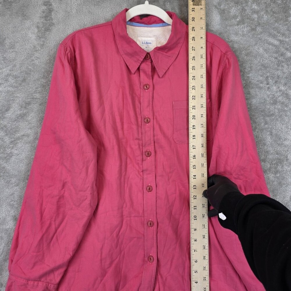 L.L. Bean Jacket Womens XL Pink Cotton Fleece Lined Button Front Shirt Jacket - Picture 6 of 10